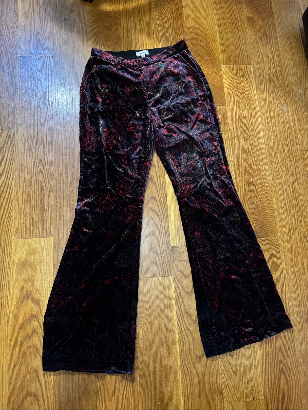 L’AGENCE Velvet Burnout Flared Pants - Black Purple Red Disco Pants